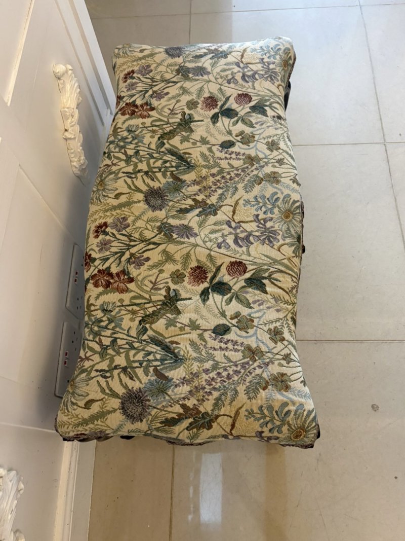 Antique Elegant Victorian Carved Walnut Window Seat Stool - Image 7